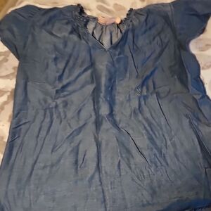 EVRI Indigo Blue Gathered Neck Blouse